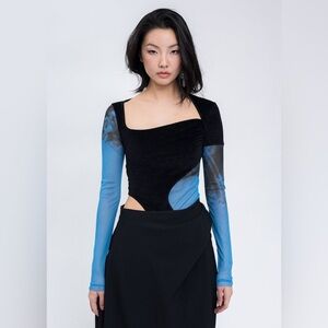 Elegant Black and Blue Women's Top